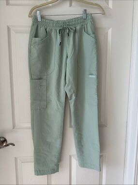 Jaanuu Women's Light Sage Green Boot Cut Cargo Scrub Pants